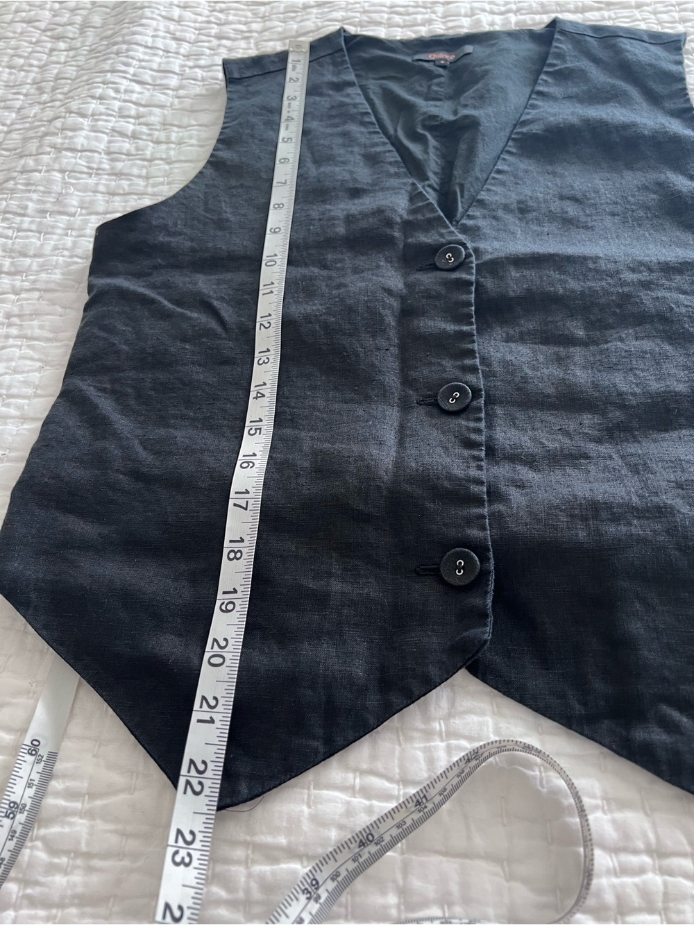 Quince Black Linen Vest Size Small EUC - Picture 6 of 8
